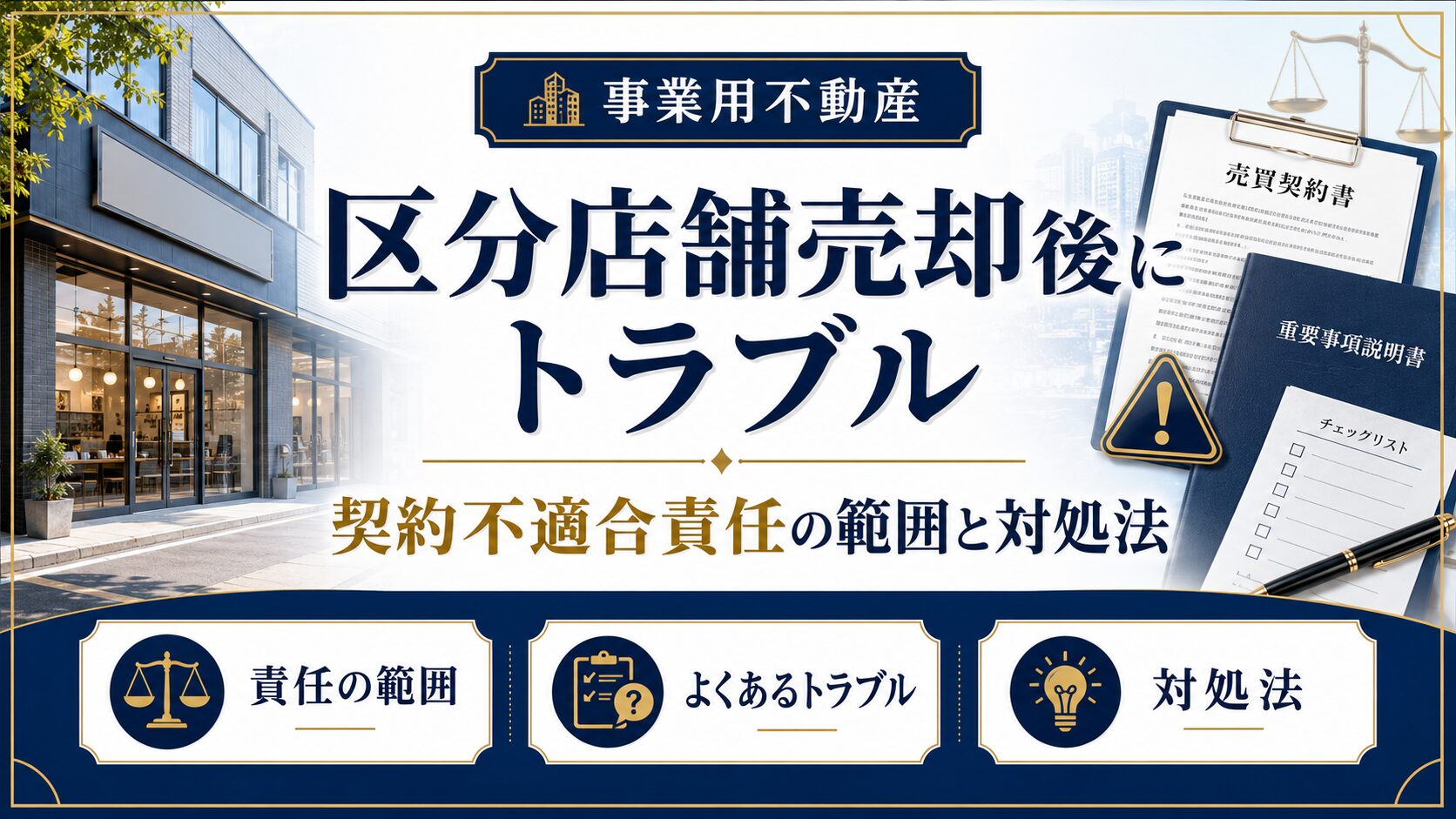 区分店舗売却後にトラブル｜契約不適合責任の範囲と対処法