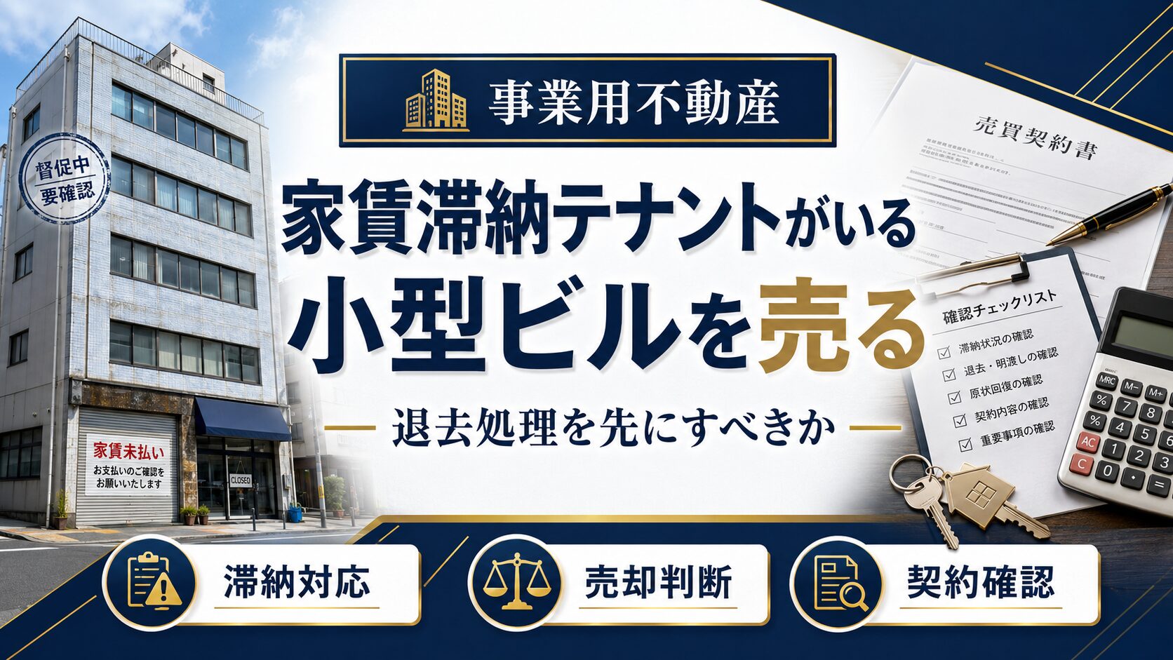家賃滞納テナントがいる小型ビルを売る｜退去処理を先にすべきか