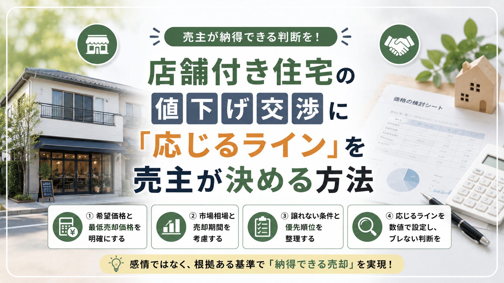 店舗付き住宅の値下げ交渉に「応じるライン」を売主が決める方法