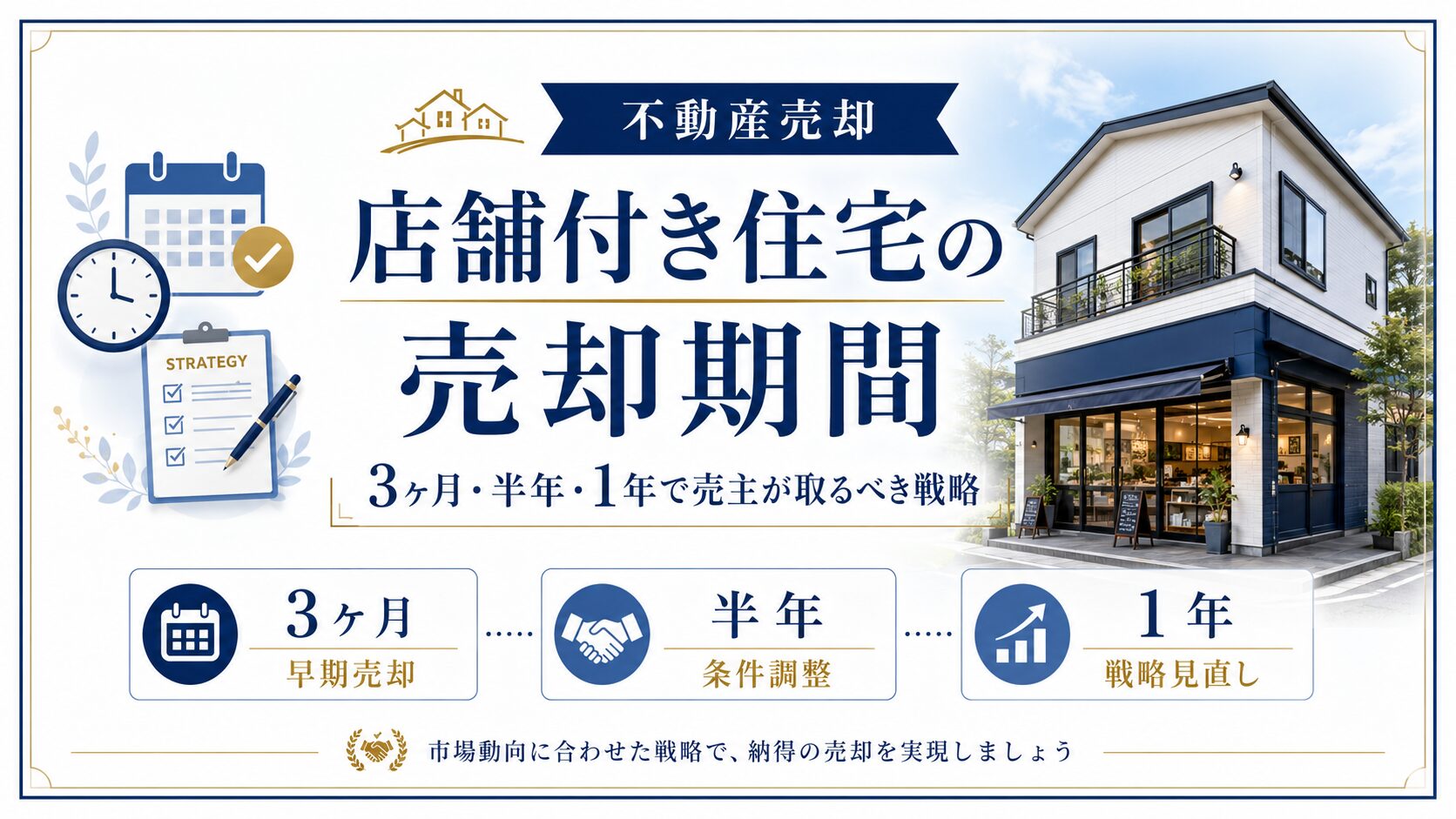 店舗付き住宅の売却期間｜3ヶ月・半年・1年で売主が取るべき戦略
