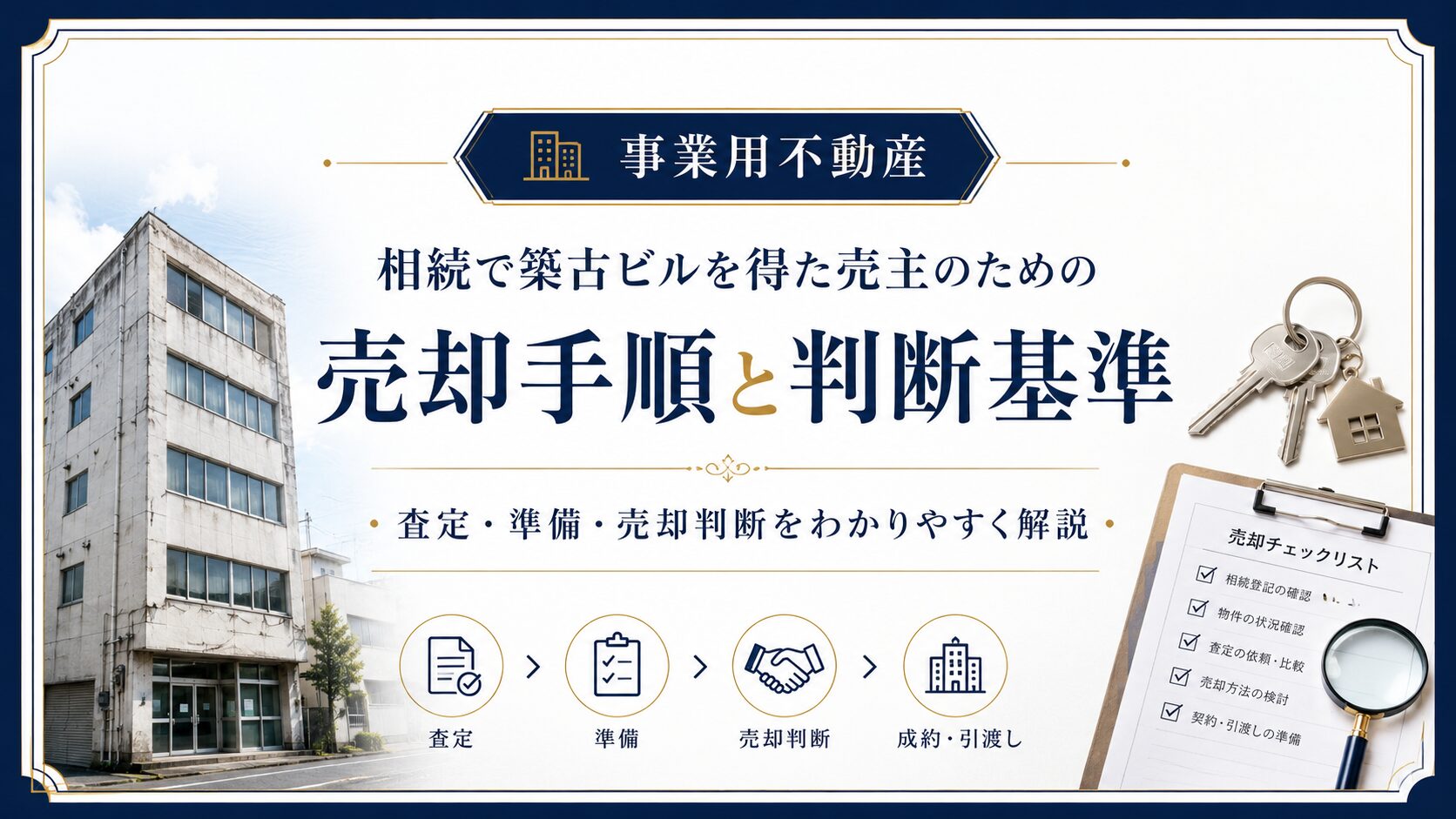 相続で築古ビルを得た売主のための売却手順と判断基準を整理した解説イメージ
