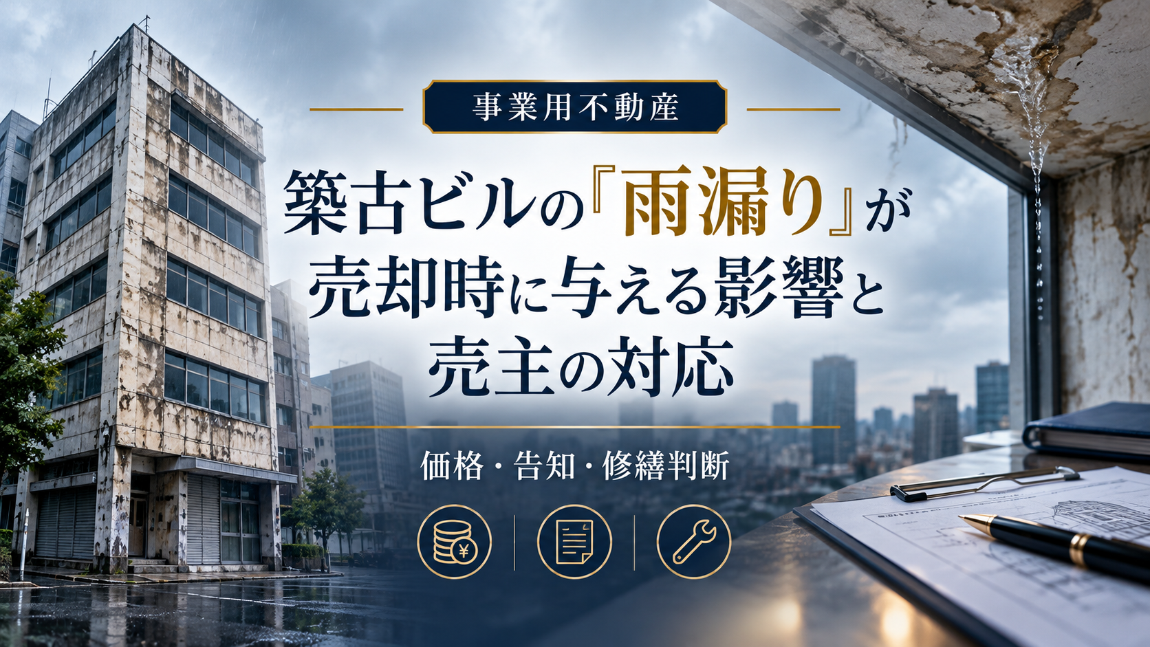 築古ビルの「雨漏り」が売却時に与える影響と売主の対応