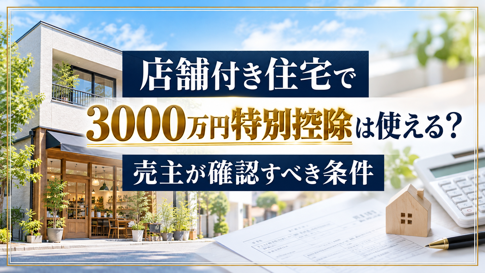 店舗付き住宅で3000万円特別控除は使える？売主が確認すべき条件
