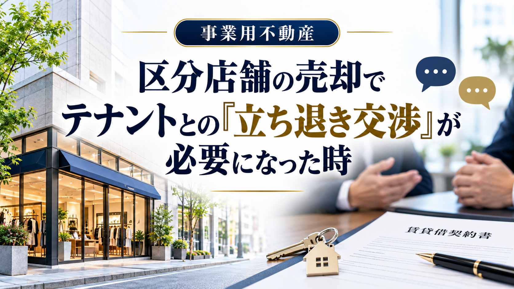区分店舗の売却でテナントとの立ち退き交渉が必要になった時｜正当の事由と立退料の整理